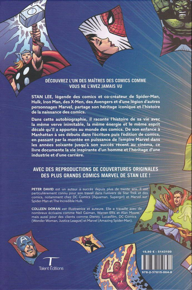Verso de l'album Les mémoires incroyables de la vie fantastique de Stan Lee