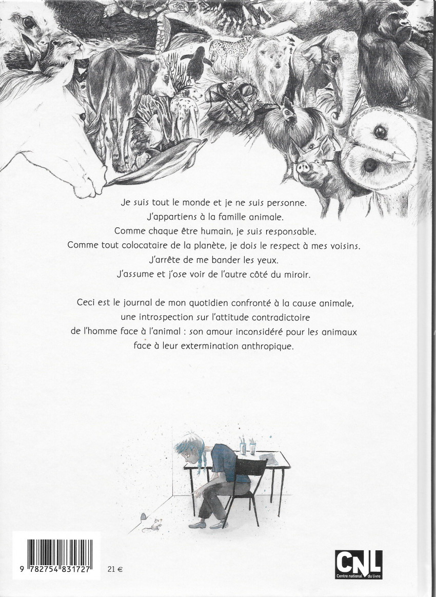 Verso de l'album Journal anthropique de la cause animale