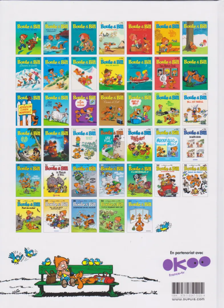 Verso de l'album Boule & Bill Tome 16 Jeux de Bill