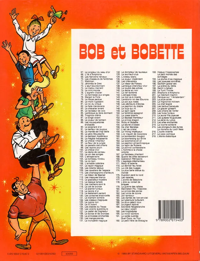Verso de l'album Bob et Bobette Tome 185 Le tubercule turbulent