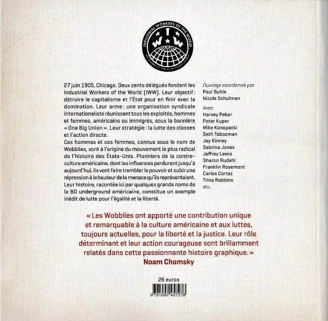 Verso de l'album Wobblies Un siècle d'agitation sociale et culturelle aux États-Unis