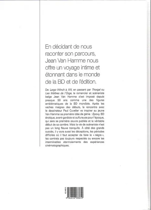 Verso de l'album Mémoires d'écriture
