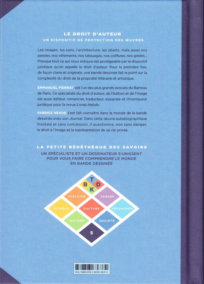 Verso de l'album La Petite Bédéthèque des Savoirs Tome 5 Le droit d'auteur - Un dispositif de protection des œuvres