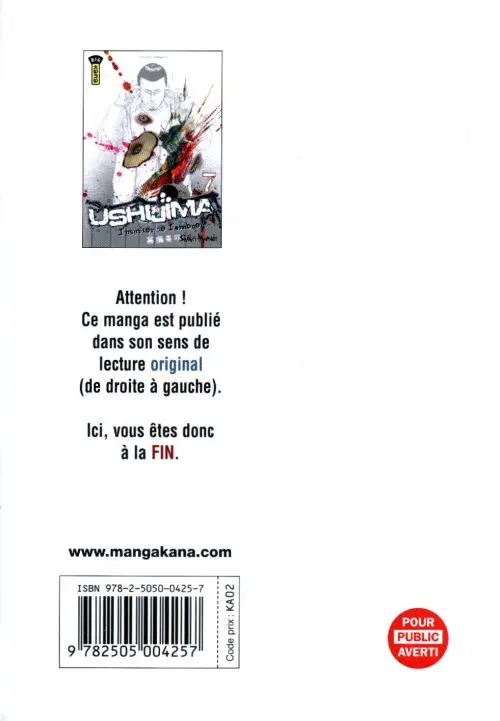 Verso de l'album Ushijima - L'usurier de l'ombre 7