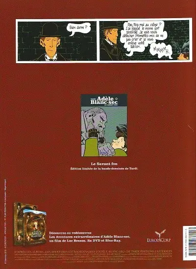 Verso de l'album Les Aventures Extraordinaires d'Adèle Blanc-Sec Tome 3 Le Savant Fou