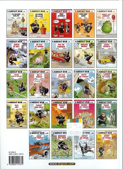 Verso de l'album L'Agent 212 Tome 8 Pas de panique