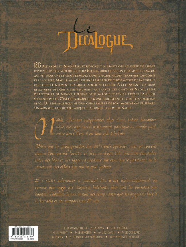 Verso de l'album Le Décalogue Tome 8 Nahik