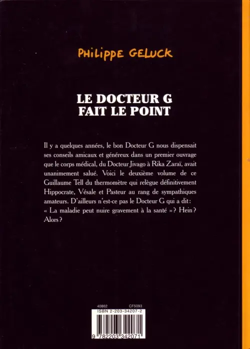 Verso de l'album Le Docteur G Tome 2 Le Docteur G fait le point