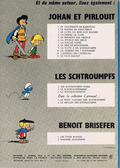 Verso de l'album Johan et Pirlouit Tome 5 Le serment des vikings
