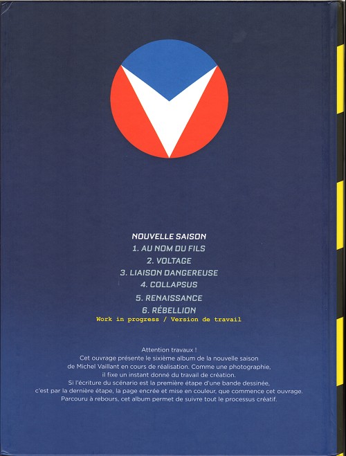 Verso de l'album Michel Vaillant Tome 6 Rébellion
