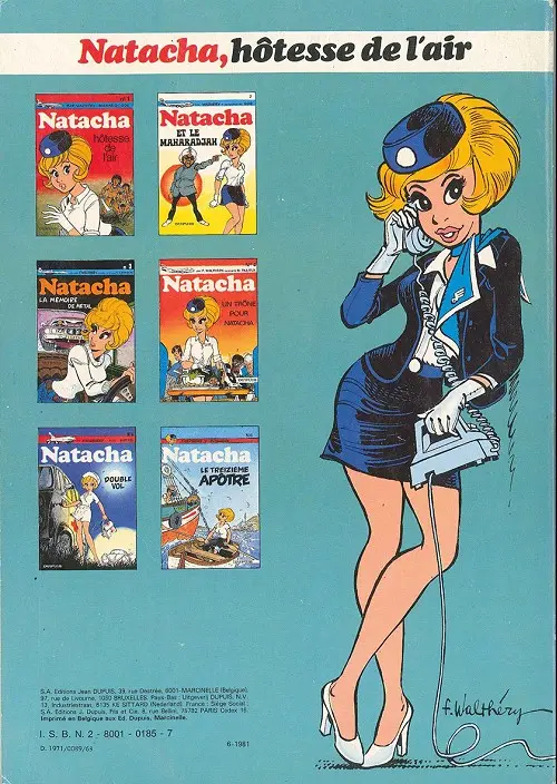 Verso de l'album Natacha Tome 1 Hôtesse de l'air