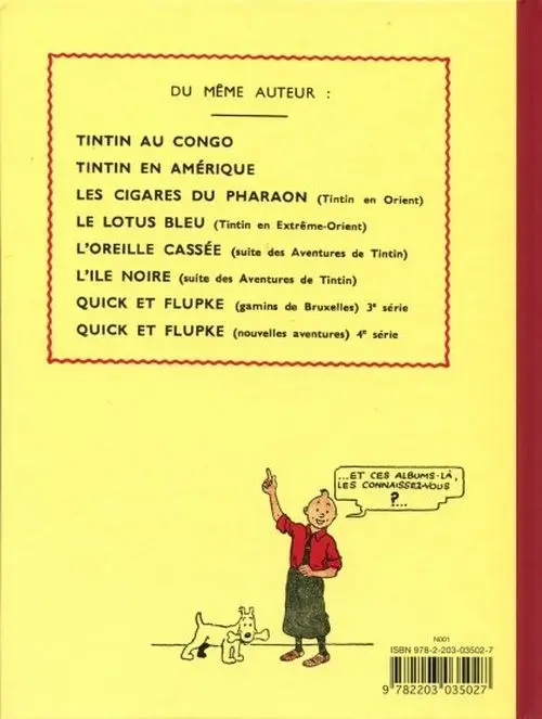 Verso de l'album Tintin Tome 8 Le sceptre d'Ottokar