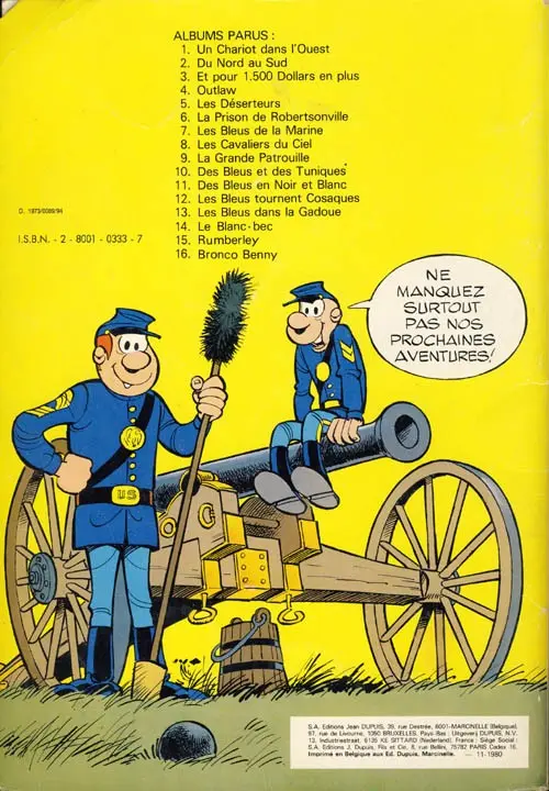 Verso de l'album Les Tuniques Bleues Tome 4 Outlaw