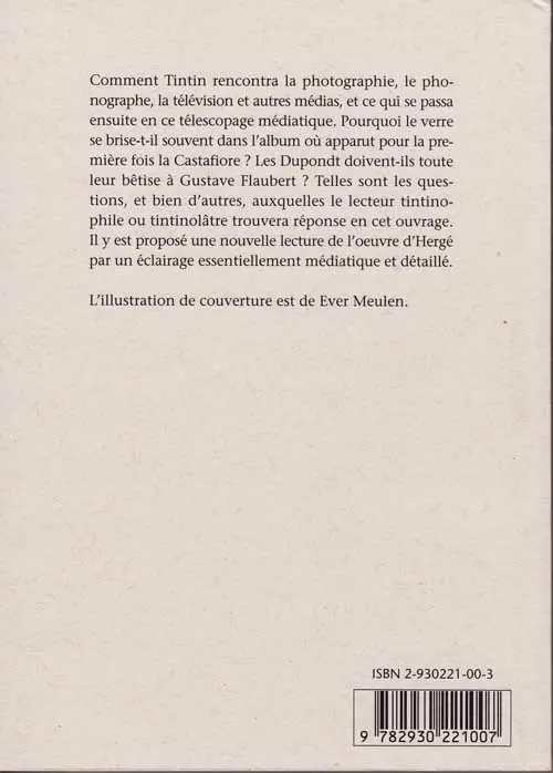 Verso de l'album Tintin et les médias