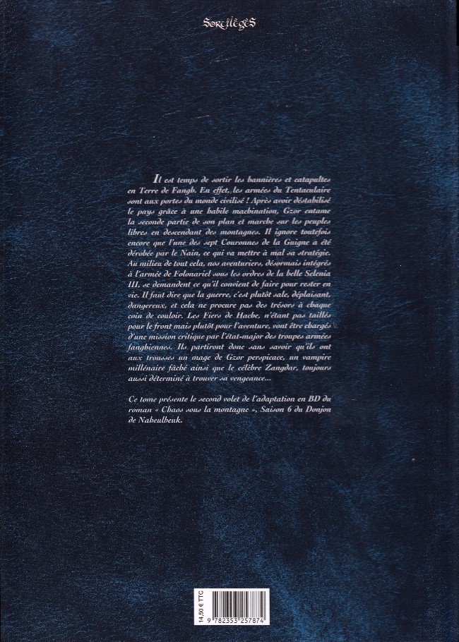 Verso de l'album Le Donjon de Naheulbeuk Tome 20 Sixième saison, partie 2
