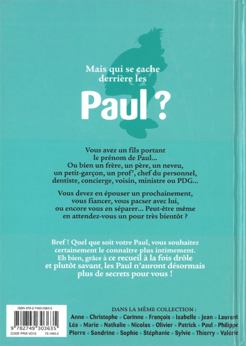 Verso de l'album L'Encyclopédie des prénoms en BD Tome 20 Paul