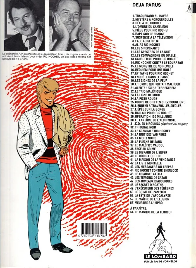 Verso de l'album Ric Hochet Tome 53 Meurtre à l'impro