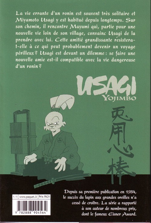 Verso de l'album Usagi Yojimbo 23