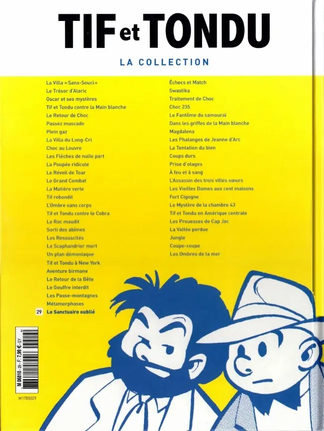 Verso de l'album Tif et Tondu La collection Tome 29 Le Sanctuaire oublié