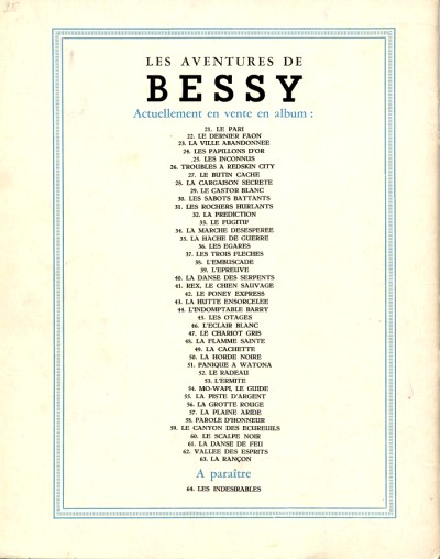 Verso de l'album Bessy Tome 63 La rançon