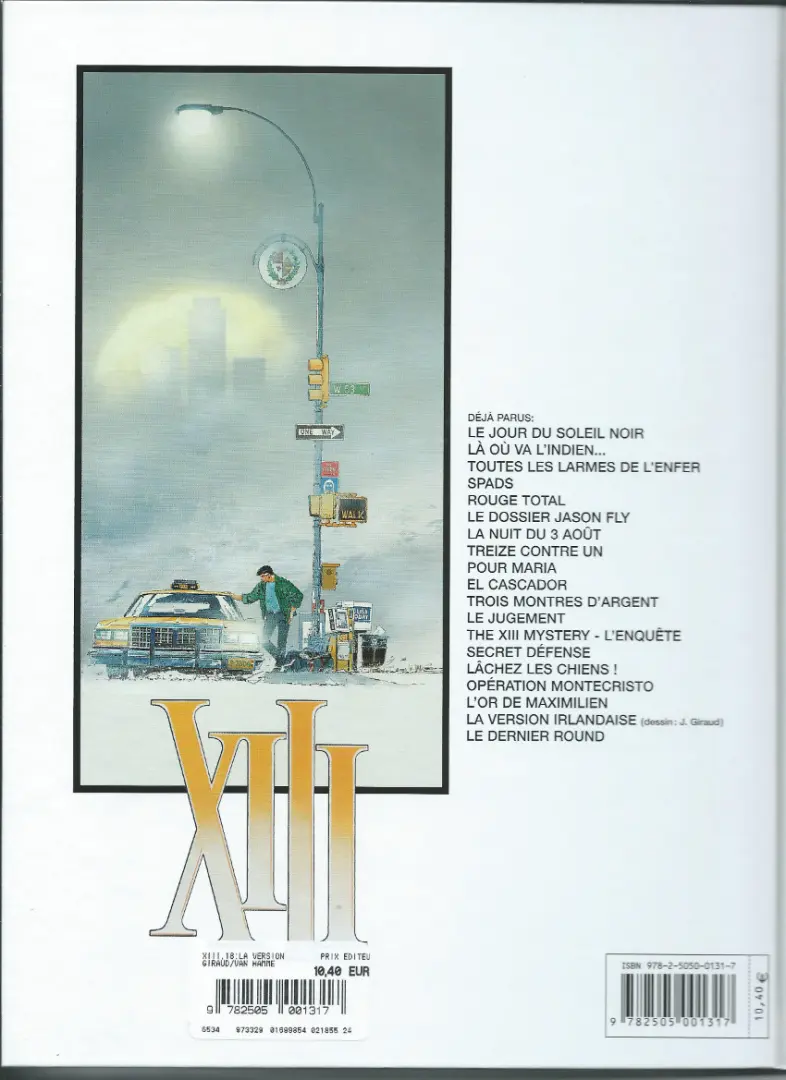 Verso de l'album XIII Tome 18 La version Irlandaise