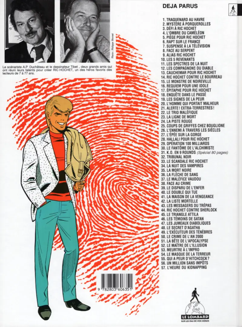 Verso de l'album Ric Hochet Tome 44 Ric Hochet contre Sherlock
