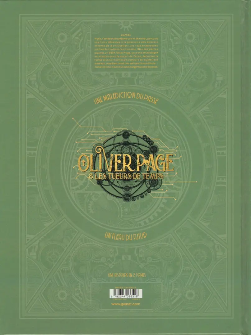 Verso de l'album Oliver Page & les tueurs de temps Tome 2