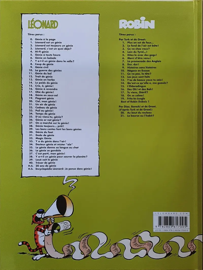 Verso de l'album Léonard Tome 2 Léonard est toujours un génie