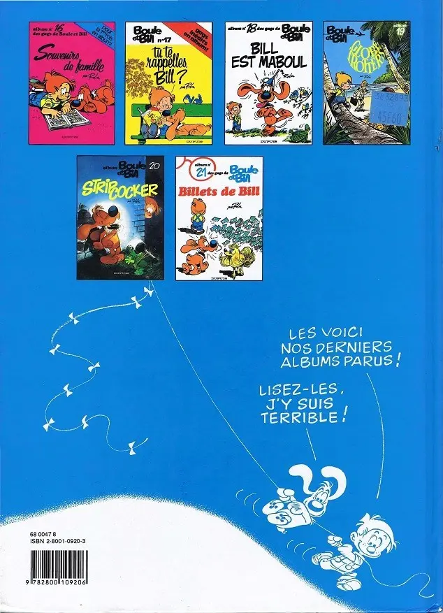 Verso de l'album Boule & Bill Tome 19 Globe trotters
