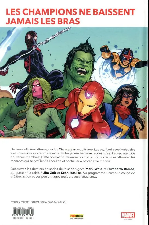 Verso de l'album Champions - Marvel Legacy Champions d'un jour