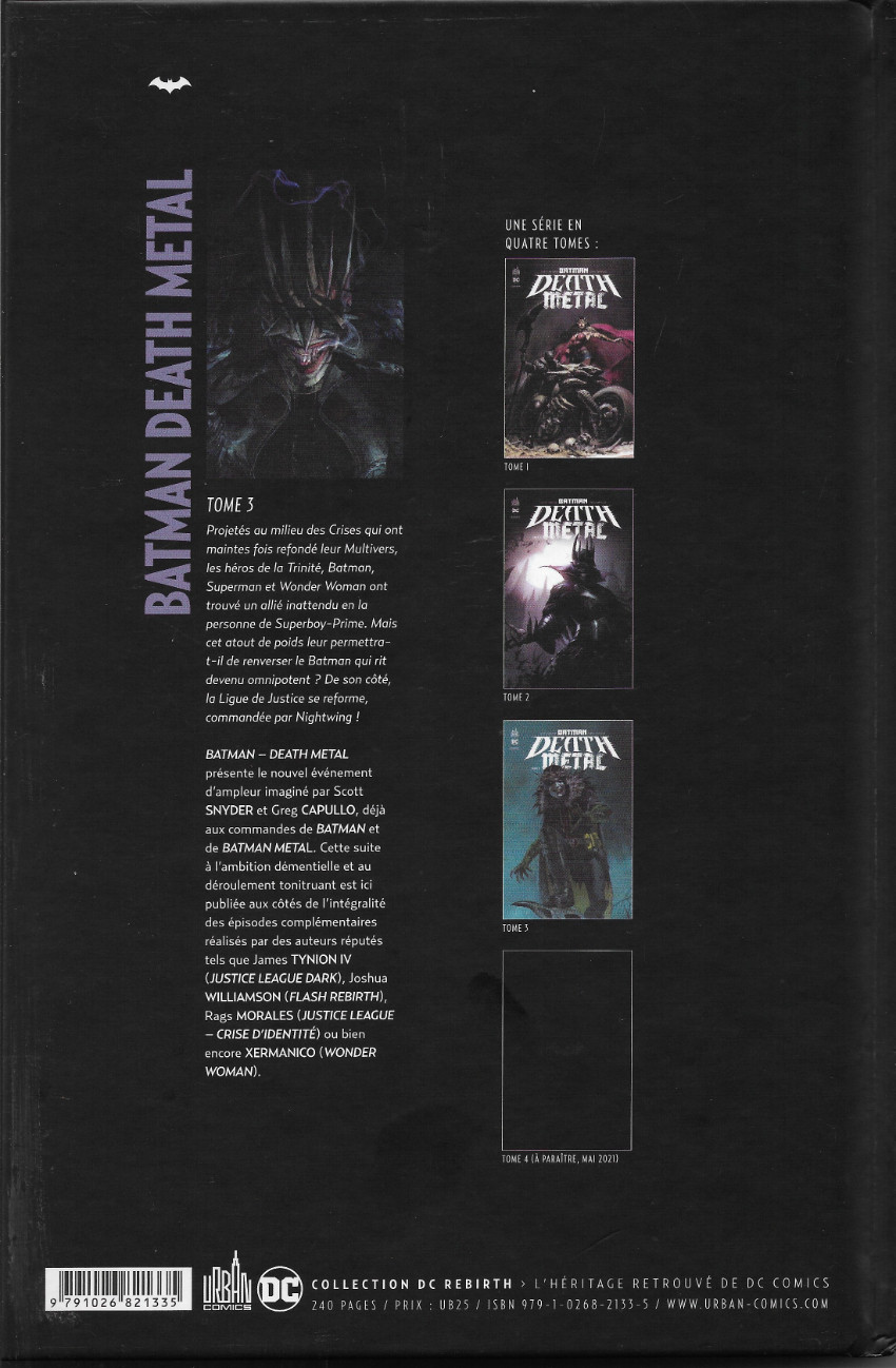 Verso de l'album Batman : Death Metal Tome 3