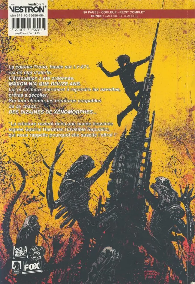 Verso de l'album Aliens : Cendres