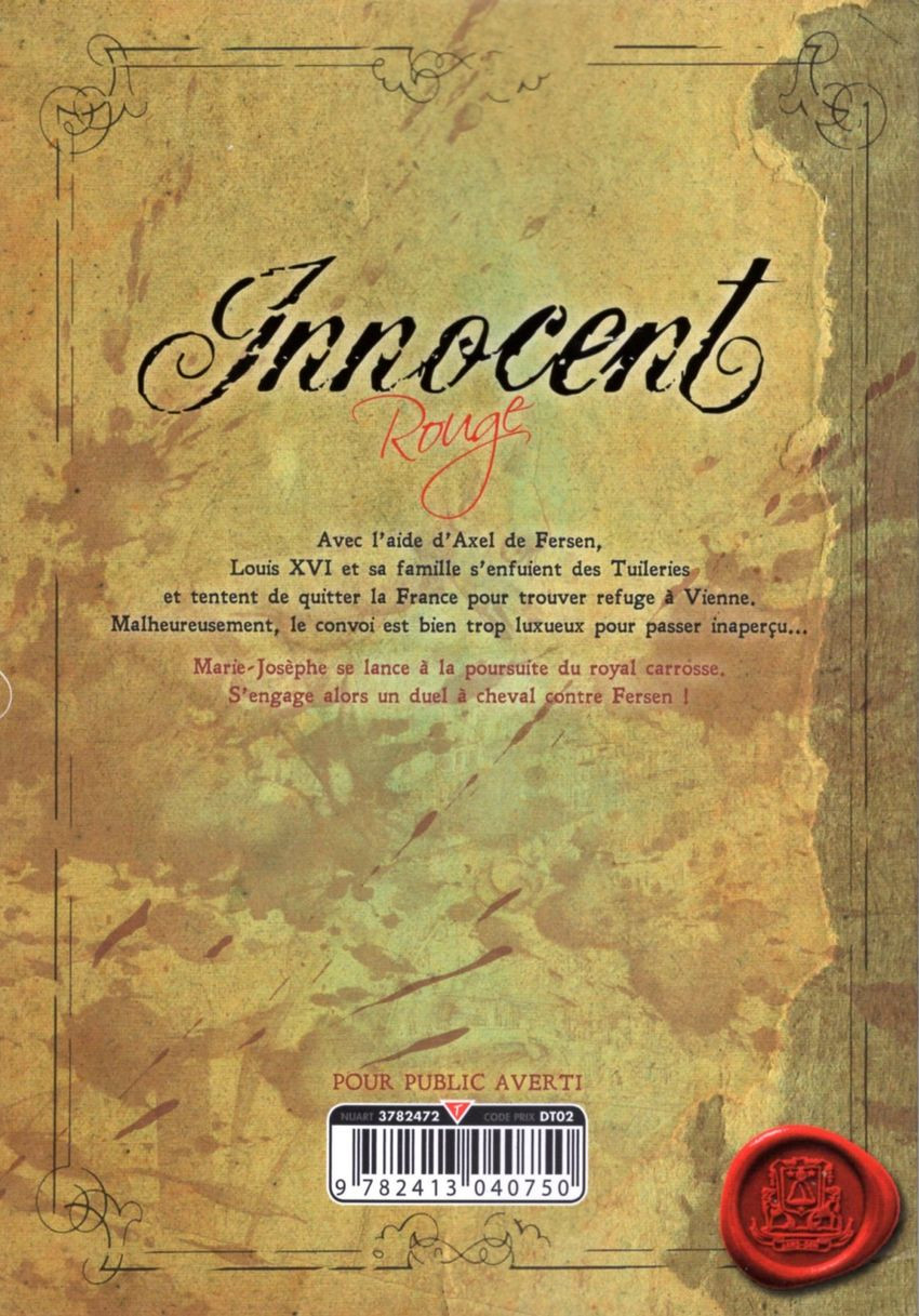 Verso de l'album Innocent Rouge 11