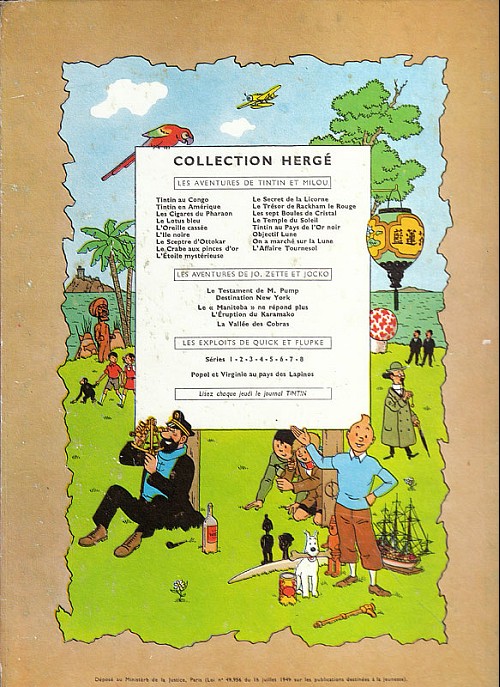 Verso de l'album Tintin Tome 18 L'affaire Tournesol