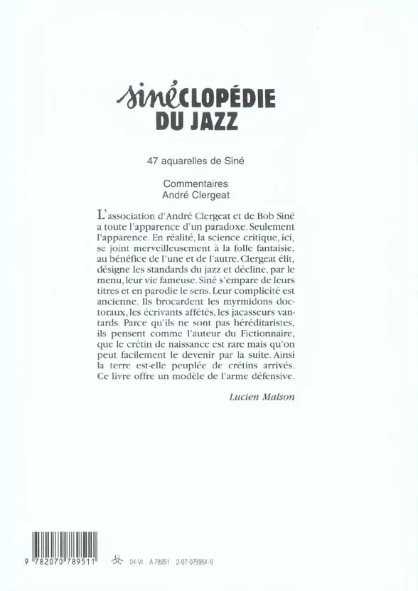 Verso de l'album Sinéclopédie du jazz