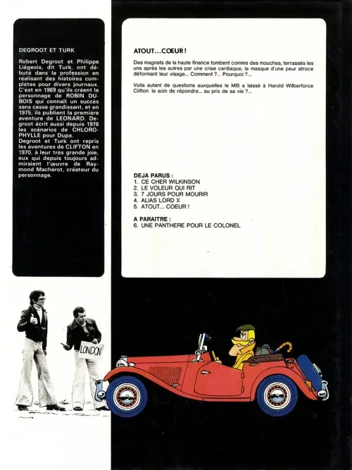 Verso de l'album Clifton Tome 5 Atout... cœur !