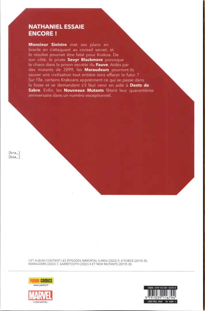 Verso de l'album Destiny of X Volume 14