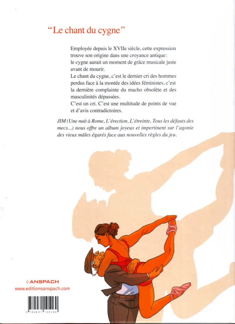 Verso de l'album Le chant du cygne Le féminisme vu par les vieux mâles en fin de course