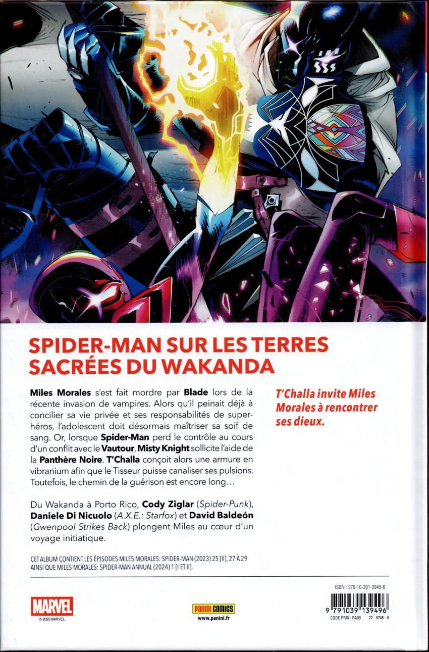 Verso de l'album Miles Morales - Spider-Man 6 Voyage au Wakanda