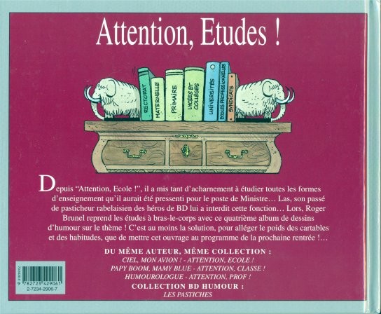 Verso de l'album Attention, Education Nationale ! Attention, Etudes !