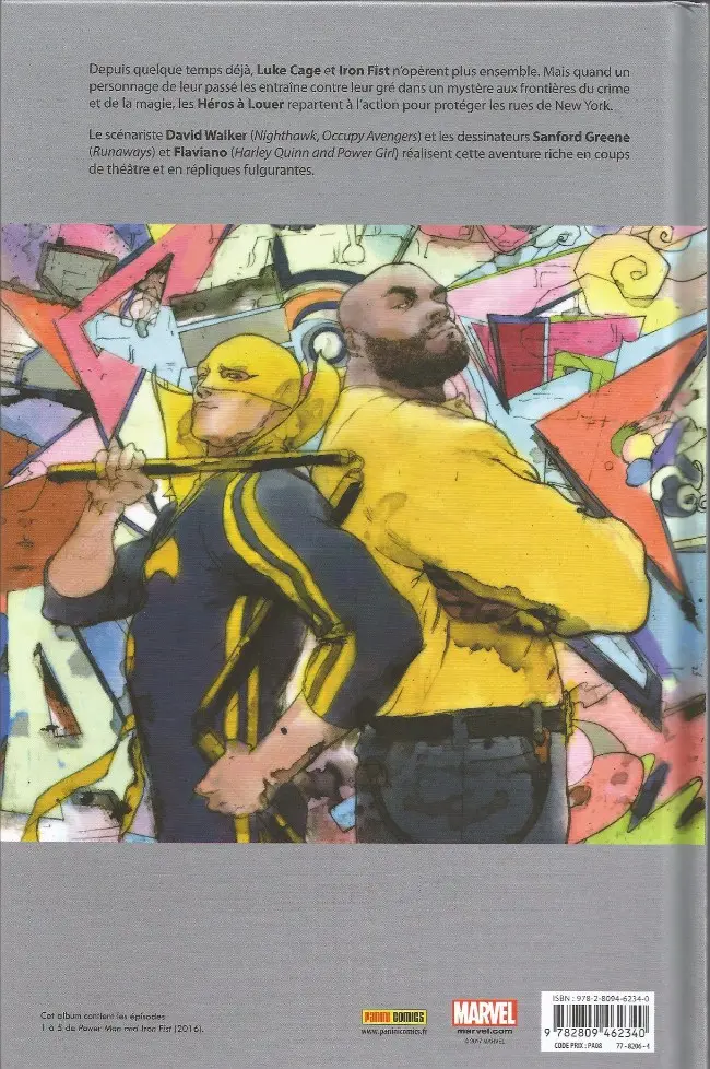 Verso de l'album Power Man & Iron Fist Tome 1 Les Héros sont dans la place