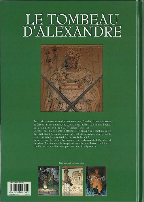 Verso de l'album Le Tombeau d'Alexandre Tome 3 Le Sarcophage d'Albâtre
