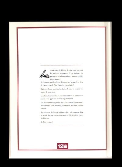 Verso de l'album La Trilogie bordelaise Tome 2 Dico Vino - Guide Encyclopéthylique du Vin