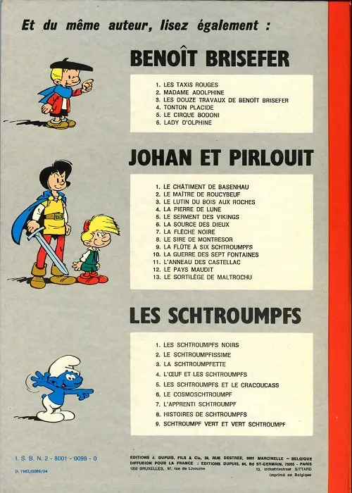 Verso de l'album Johan et Pirlouit Tome 5 Le serment des vikings