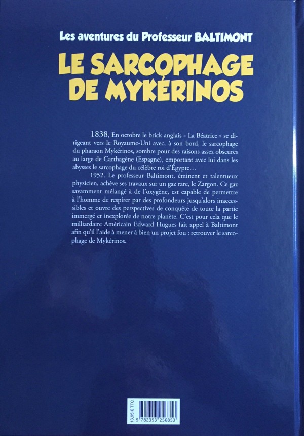 Verso de l'album Les aventures du Professeur Baltimont Tome 1 Le sarcophage de Mykérinos
