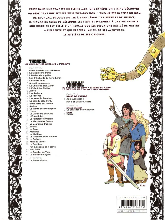 Verso de l'album Thorgal Tome 5 Au-delà des ombres