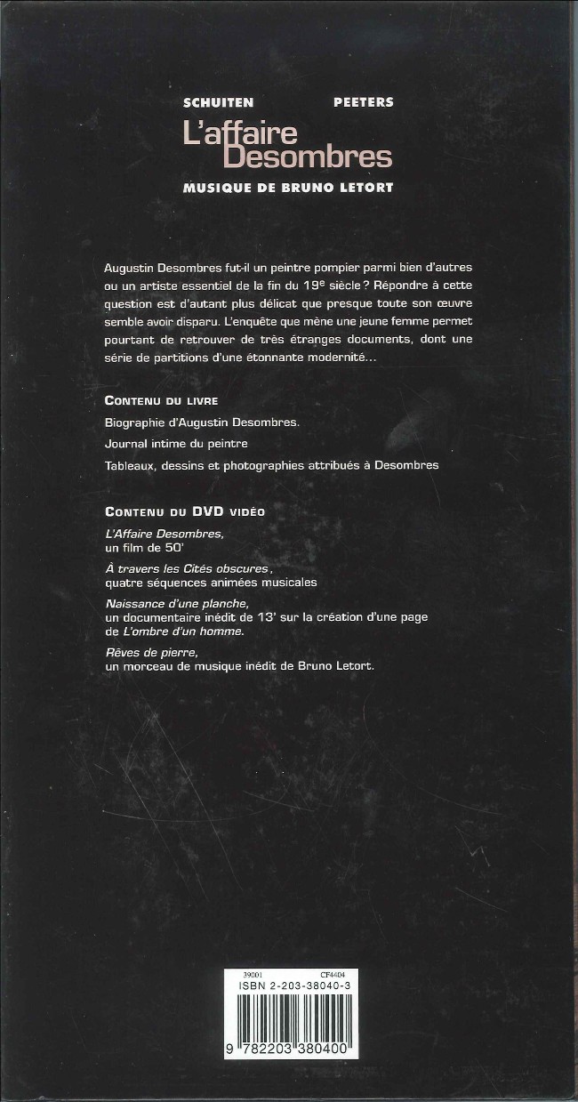 Verso de l'album Les Cités obscures L'affaire Desombres