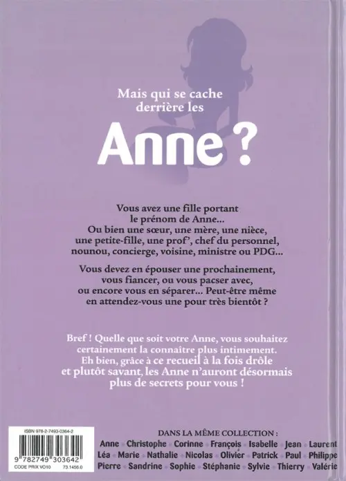 Verso de l'album L'Encyclopédie des prénoms en BD Tome 21 Anne