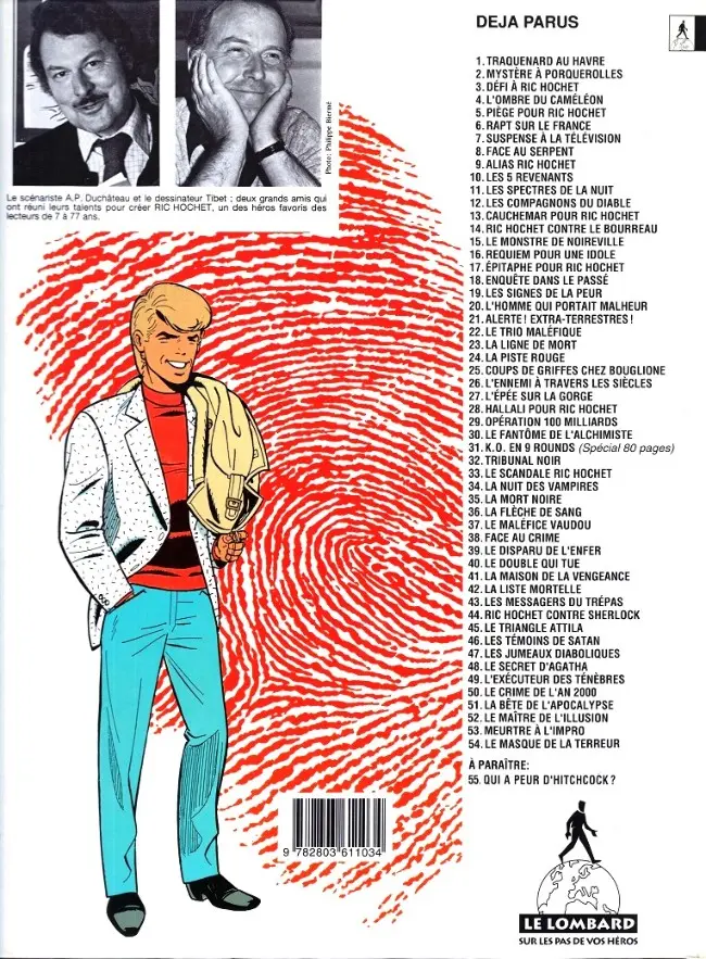 Verso de l'album Ric Hochet Tome 54 Le masque de la terreur