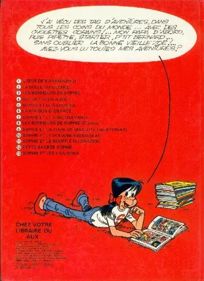 Verso de l'album Sophie Tome 14 Sophie et l'inspecteur Céleste